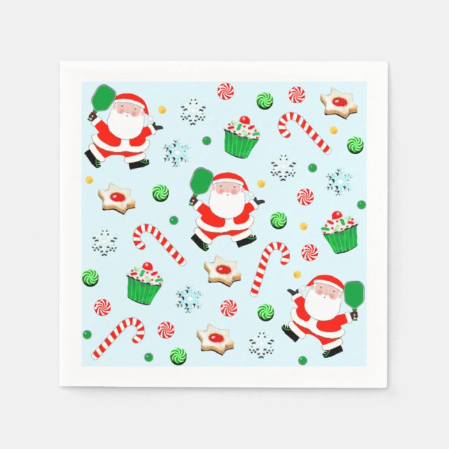 Pickleball Christmas Holiday Party Napkins (Front)