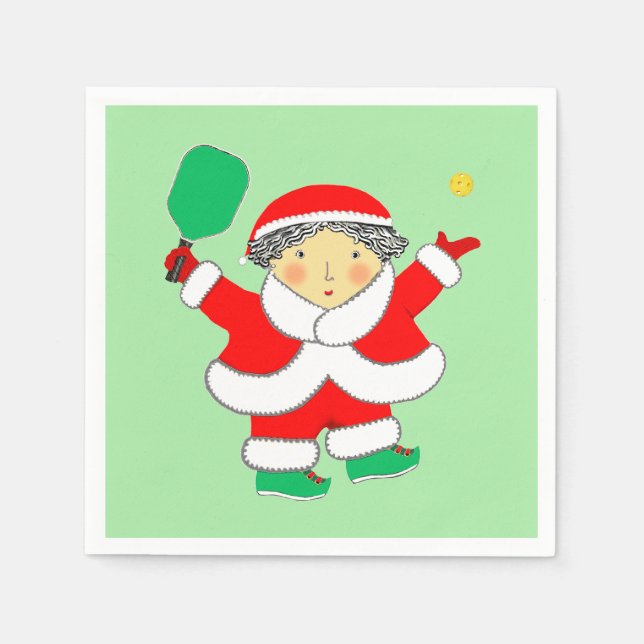 Pickleball Christmas Holiday Party Napkins (Front)