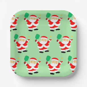 Pickleball Christmas Holiday Party Paper Plates