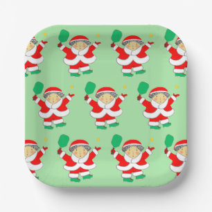 Pickleball Christmas Holiday Party Paper Plates