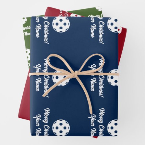 Pickleball Christmas Holiday wrapping paper sheets