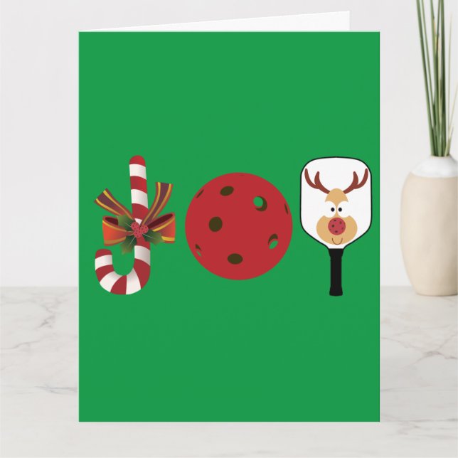 Pickleball Christmas Joy, Candy Cane, Reindeer Card (Front)