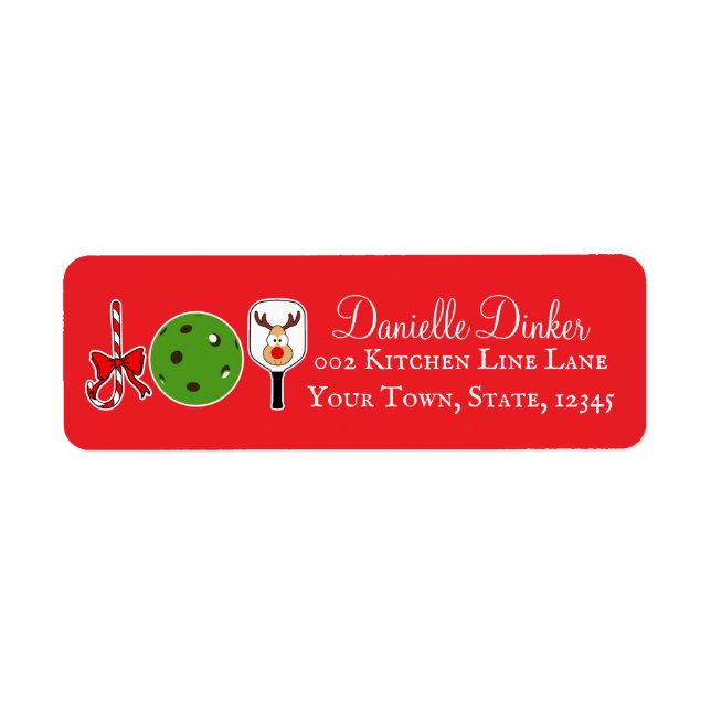 Pickleball Christmas Joy Party Invite Cards  Label (Front)