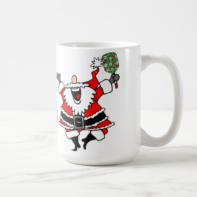 Pickleball Christmas Joy Santa Paddle Red Ball Coffee Mug (Right)