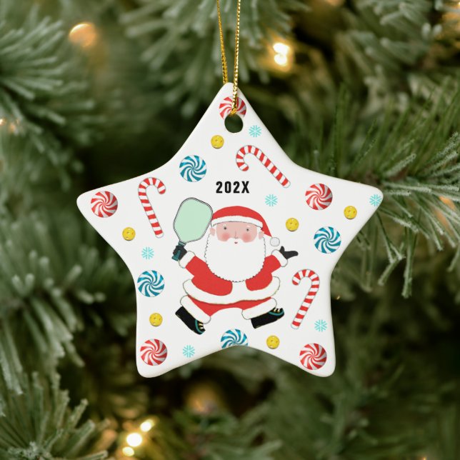 Pickleball Christmas Keepsake Ceramic Ornament (Tree)