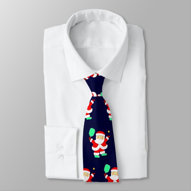 Pickleball Christmas Neck Tie (Tied)