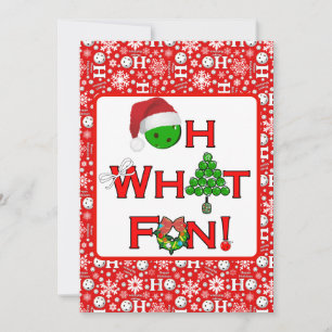 Pickleball Christmas Oh What Fun Snowflakes Red Holiday Card