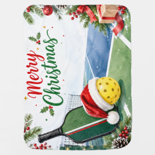 Pickleball Christmas on Court Baby Blanket