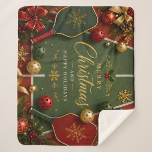 Pickleball Christmas on Court Sherpa Blanket