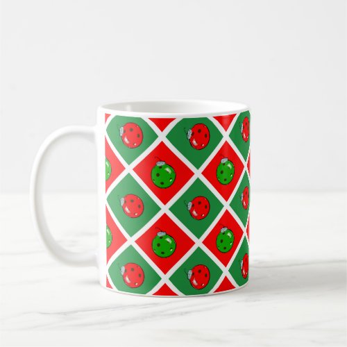 Pickleball Christmas Ornaments Red Green Checks Coffee Mug