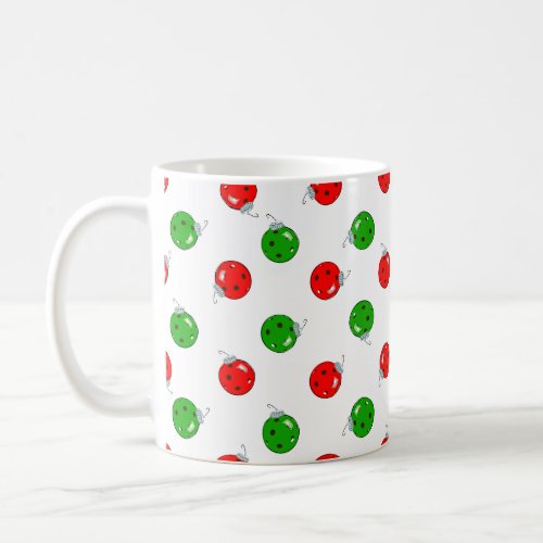Pickleball Christmas Ornaments Red Green on White Coffee Mug
