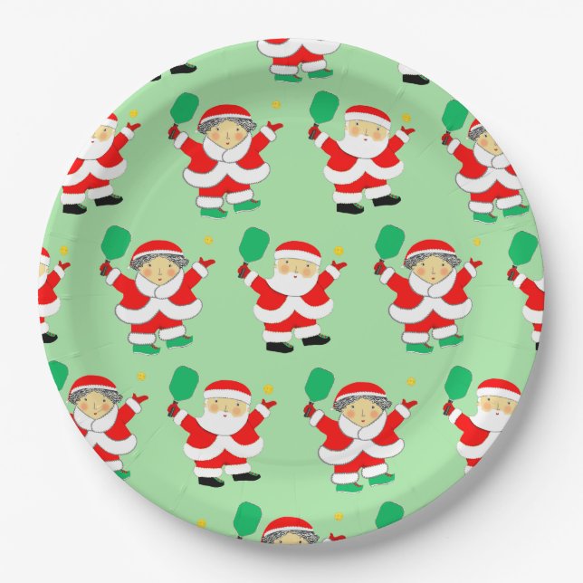 Pickleball Christmas Paper Plates (Front)
