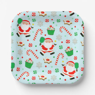 Pickleball Christmas Paper Plates