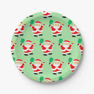 Pickleball Christmas Paper Plates
