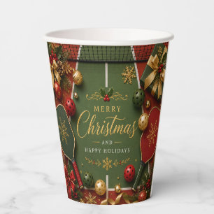 Pickleball Christmas Party Paper Cups