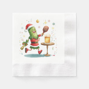 Pickleball Christmas Party with Beer  Napkins