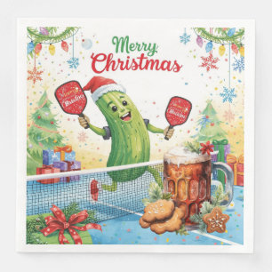 Pickleball Christmas Party with Beer  Paper Dinner Napkins