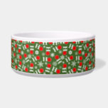 Pickleball Christmas Red Green Snowflakes Ho Ho Ho Bowl<br><div class="desc">Green and red for Christmas cheer, snowflakes scattered among the red pickleballs on a Christmas tree green background. Ho Ho Ho Merry Pickleball Christmas. Colorful pickleball-themed gift Christmas pickleball pet food water dish, for your pickleball-loving mom, dad, uncle, aunt, brother, sister, neighbor, grandpa, grandma, husband, wife, friend, or work colleague...</div>