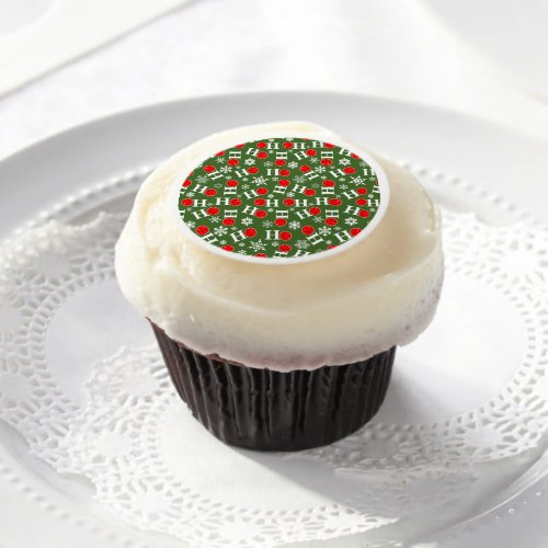 Pickleball Christmas Red Green Snowflakes Ho Ho Ho Edible Frosting Rounds