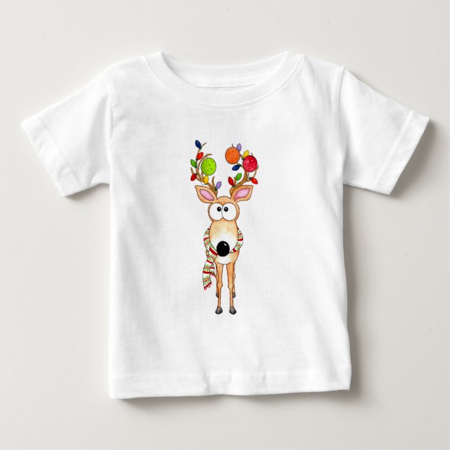 Pickleball Christmas Reindeer Baby T-Shirt (Front)
