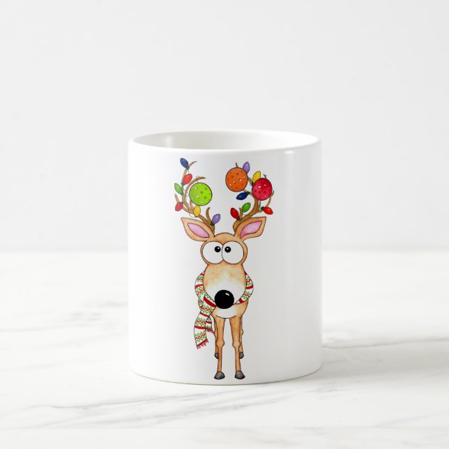 Pickleball Christmas Reindeer Coffee Mug (Center)