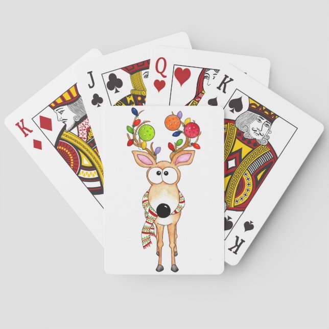 Pickleball Christmas Reindeer Poker Cards (Back)