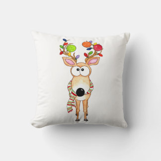 Pickleball Christmas Reindeer Throw Pillow