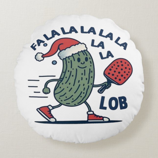 Pickleball Christmas Round Pillow (Front)