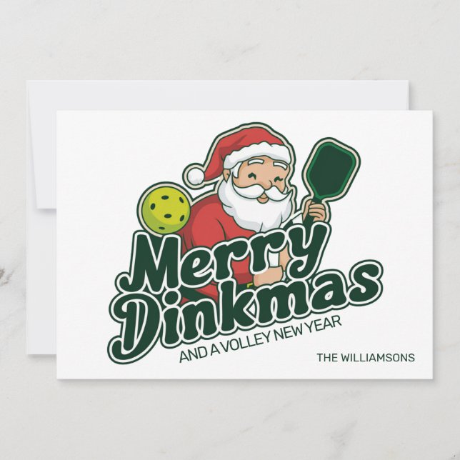 Pickleball Christmas Santa Merry Dinkmas Custom  Holiday Card (Front)