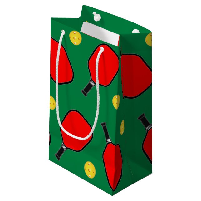 Pickleball Christmas Small Gift Bag (Front Angled)