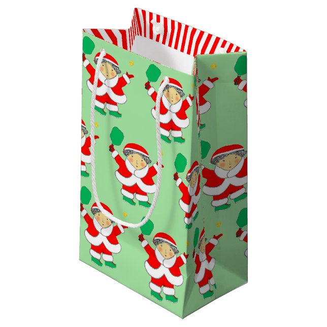Pickleball Christmas Small Gift Bag (Front Angled)