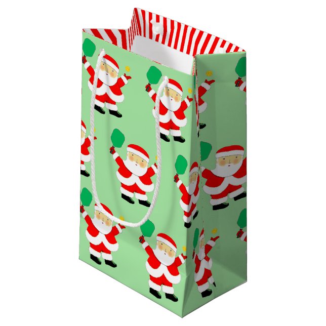 Pickleball Christmas Small Gift Bag (Front Angled)