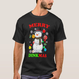 Pickleball Christmas Snowman Tree Lights Pickleba T-Shirt