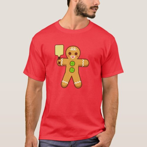 Pickleball Christmas T_Shirt _ Gingerbreadman