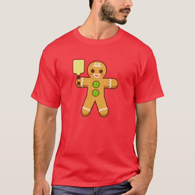 Pickleball Christmas T-Shirt - Gingerbreadman (Front)