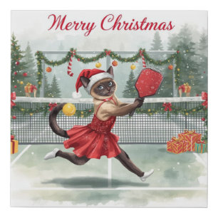 Pickleball Christmas themed for cat lovers Faux Canvas Print