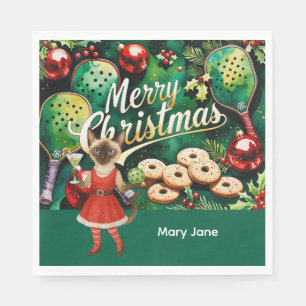 Pickleball Christmas themed for Cat Lovers Napkins