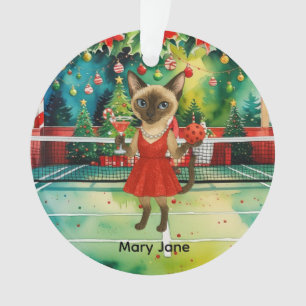Pickleball Christmas themed for Cat Lovers Ornament