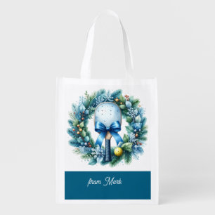 Pickleball Christmas themed Grocery Bag