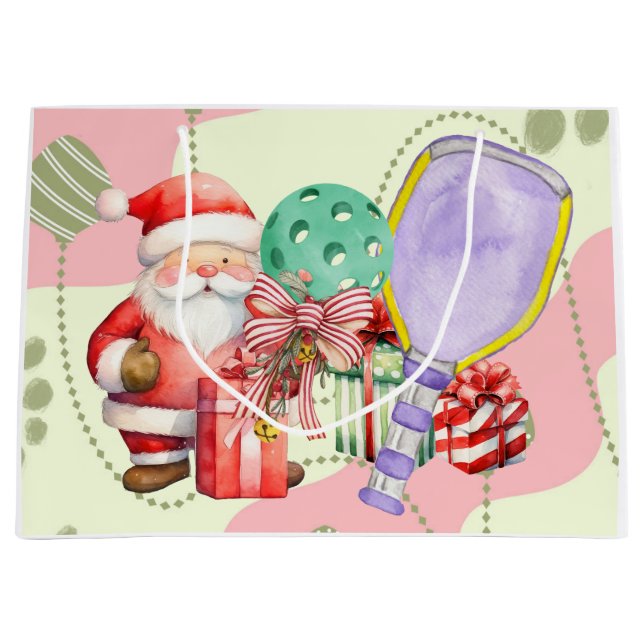 Pickleball Christmas themed  Large Gift Bag (Front)