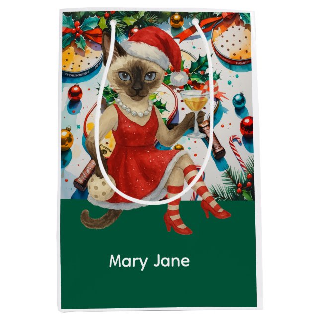 Pickleball Christmas themed  Medium Gift Bag (Front)