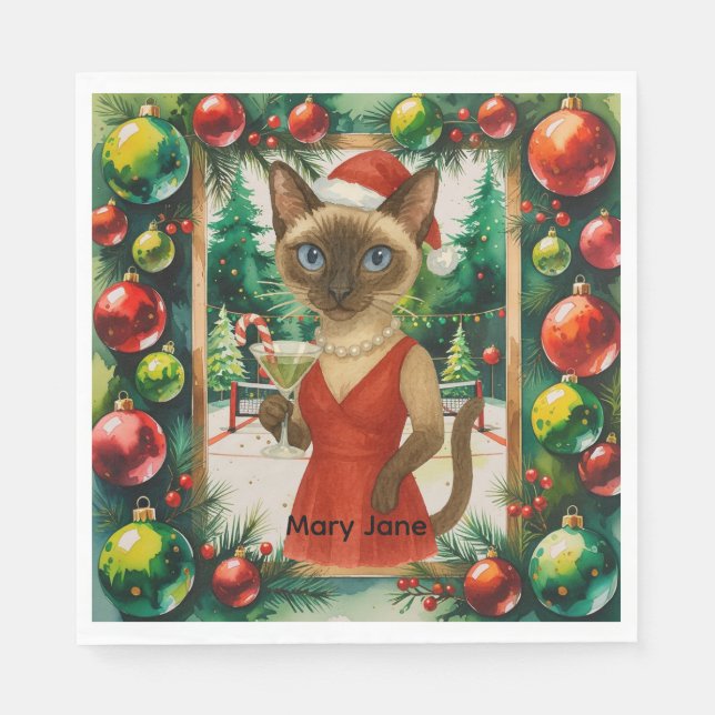 Pickleball Christmas themed  Napkins (Front)