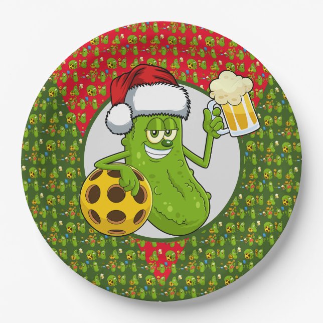 Pickleball Christmas themed  Paper Plates (Front)