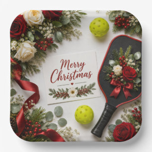 Pickleball Christmas themed Paper Plates