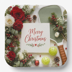 Pickleball Christmas themed Paper Plates