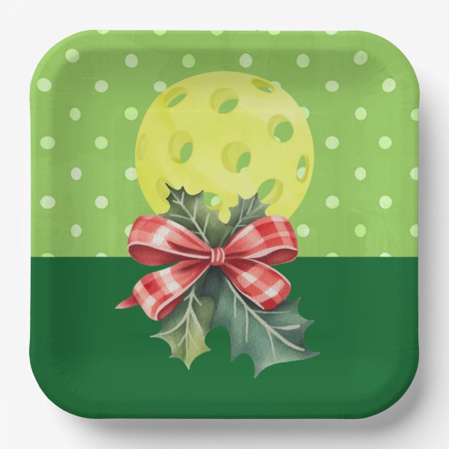 Pickleball Christmas themed  Paper Plates (Front)