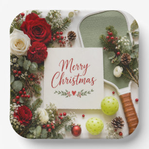 Pickleball Christmas themed Paper Plates