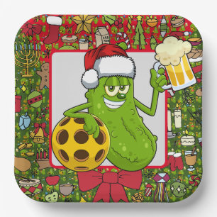 Pickleball Christmas themed Paper Plates