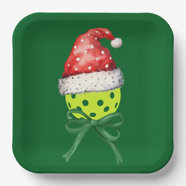 Pickleball Christmas themed  Paper Plates (Front)