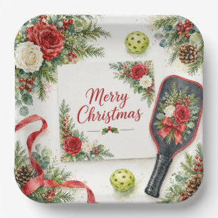 Pickleball Christmas themed Paper Plates